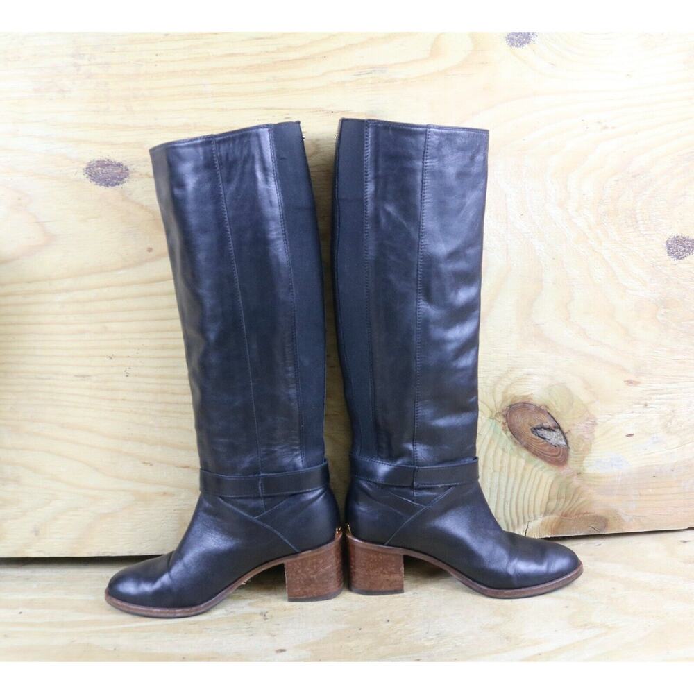 Kate Spade Boots 5m Black Leather Mabelle Riding Equestrian Tall Shoes Italy View 4